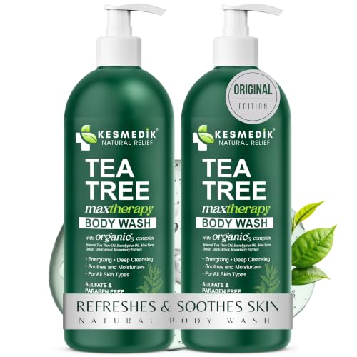 KESMEDIK Tea Tree Body Wash MaxTherapy with Eucalyptus, Aloe & 100% Tea Tree Oil for Skin, Cleans,...