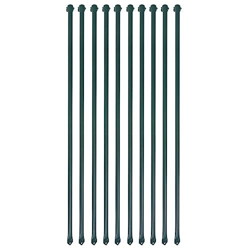 vidaXL 10x Pali da Giardino in Metallo 1 m Verde Palizzata Recinto Recinzione