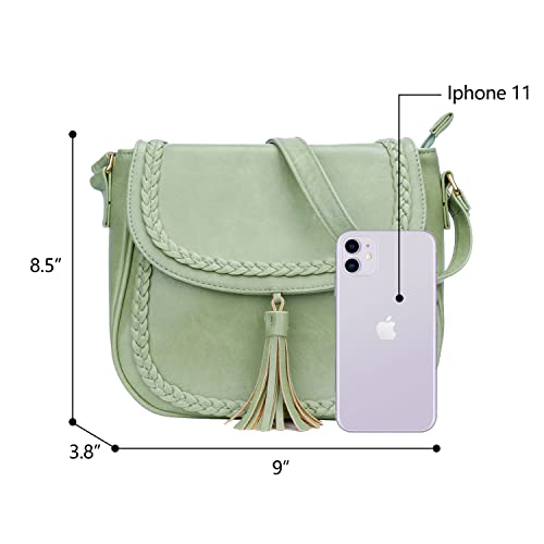 Kkxiu Casual Flap Saddle Crossbody Bags For Women Purses And Handbags With Tassel (Z-Grass Gray Green) #TOP6