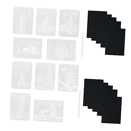 Gadpiparty DIY Scratch Painting Set 21x29cm Templates Scratch Papers 5 Each Cardboard Pet Material A4 Size for Boys and Girls Adults Creative Play