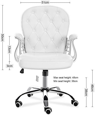 JL Comfurni Office Chair Faux Leather Armchair Swivel Adjustable Chair Home Office Computer Girl Desk Chairs Cream White