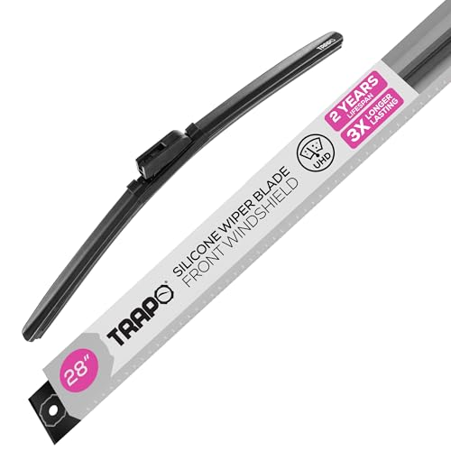 Trapo - 28” Hydrophobic Front Windshield Wiper Blade - Universal Fit for Most Vehicles - Durable & Silicone - Strong Water-Repellent Coating - Prevents Water Build-Up - Quick & Easy Install - 1 Blade
