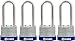 BRINKS - 40mm Laminated Steel Keyed Padlock with 2 1/4? Shackle, 4-Pack - Chrome Plated with Hardened Steel Shackle