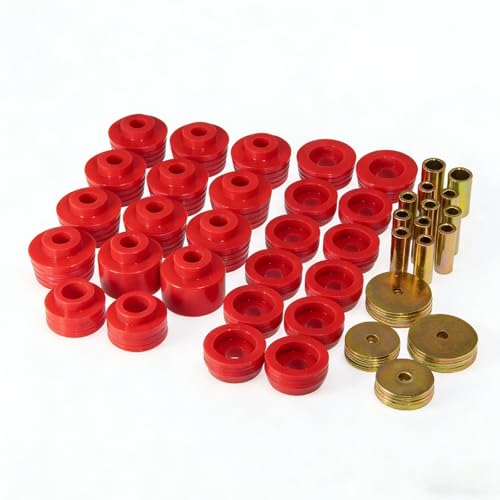 HFNOGEPRO 7-132 Body Mount Bushing Kit Compatible with 1978-1987 GM Chevrolet El Camino Prix for Buick Century 1982-1987 for Buick Regal 1982-1987 for Chevy El Camino 1978-1987 Polyurethane Red 62 Pcs