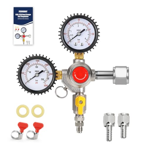 FERRODAY Dual Gauge CO2 Regulator for Kegerator