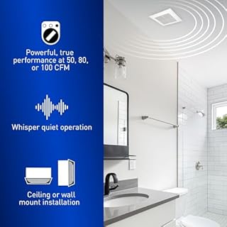 Panasonic WhisperValue Ceiling/Wall Mount Bathroom Exhaust Fan, 50-80-100 CFM, FV-0510VS1