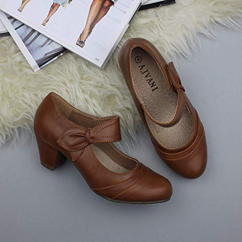 AJVANI mid Heel Mary Jane Strap Smart Work Comfort Court Shoes Size 3 36