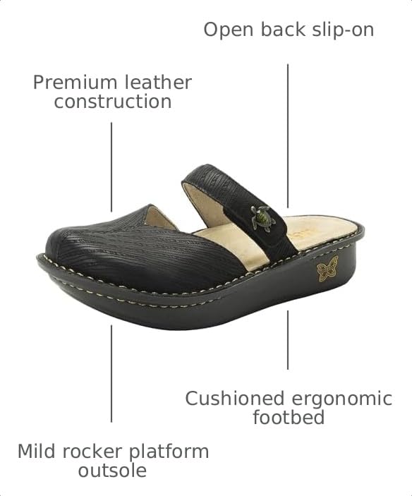 Image of Alegria Women Kamila - Timeless Comfort, Arch Support and Style for Everyday Elegance - Nursing and Healthcare Professionals Slip-Resistant Mules - Open Back Leather Comfort Walking Clog Shoes