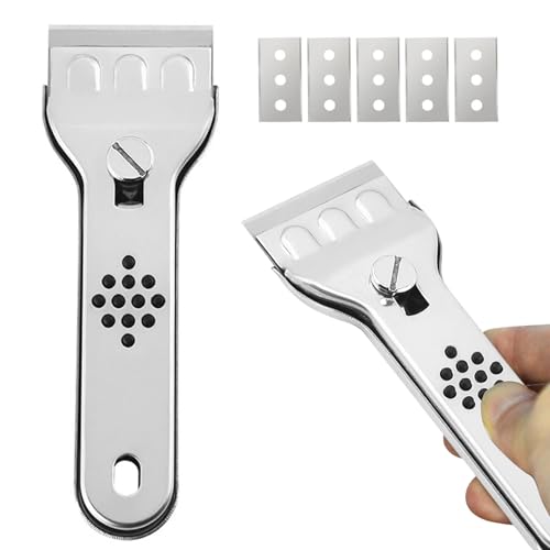 Grattoir vitrocéramique en acier inoxydable - Outil de nettoyage de à induction | Nettoyeur de lames multi-usages, grattoir de poêle en céramique en verre avec lames, outil