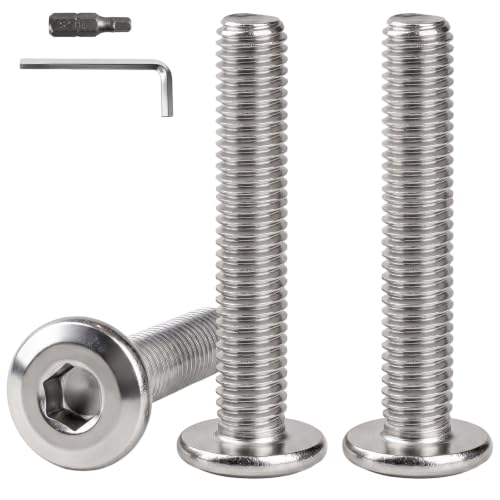 HHXUUAN Lot de 20 vis a tete plate M6x50 a six pans creux acier inoxydable 304 avec foret et cle pour assemblage de meubles et exterieur