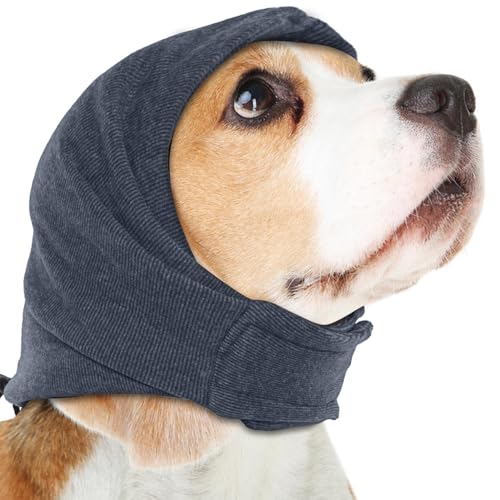 BWOOOWE Ohrenschutz für Hunde Beruhigende Ohrenschützer für Hunde Hundeschal für Hals Ohrenschützer Kräften zur Angstlinderung und Beruhigung(Grau,L)