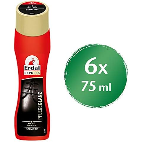 Erdal Pflegeglanz schwarz, Schuhpolitur für sofortigen Glanz, mit Mandelöl, 6er Pack (6 x 75 ml) Cover