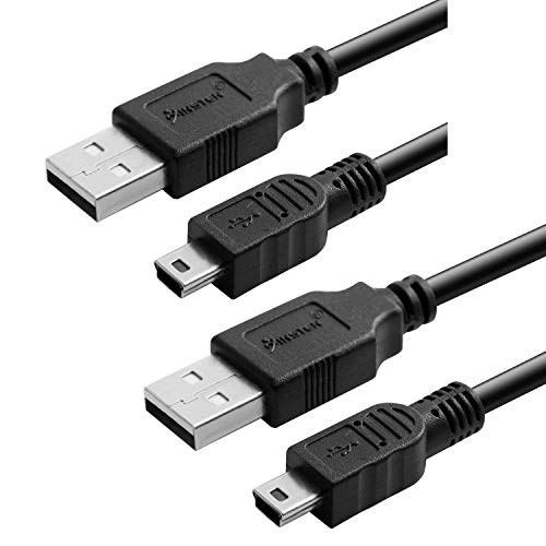 For PS3 Controller Charging Cable, Insten [2 Pack] 10ft USB to Mini USB Charger Cable Data Transfer Compatible with PlayStation PS3/PS3 Slim SixAxis Controller, GoPro Hero 3 4 Garmin Nuvi Zumo Sat Nav