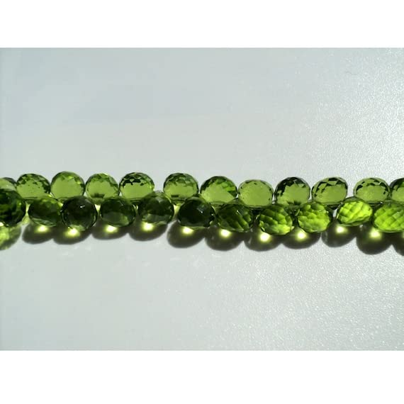 Péridot Perles Quartz Vert Facetté pour DIY Bijoux en Briolette Oignon 7mm