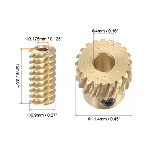 Harfington HTA220706HH0530 Worm Gear Set Brass 0.5 Modulus 20T 20:1 Reduction Rate 3.175Mm Hole Dia Right Rotate Drive Gear Box Wheel Shaft Kits thumb #1