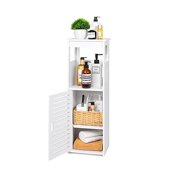 YIGANG Waterproof Bathroom Storage Cabinet,FreeStanding Cabinet Organizer Unit with 1 Door and Shelf for Store Toilet Paper,Shampoo,White