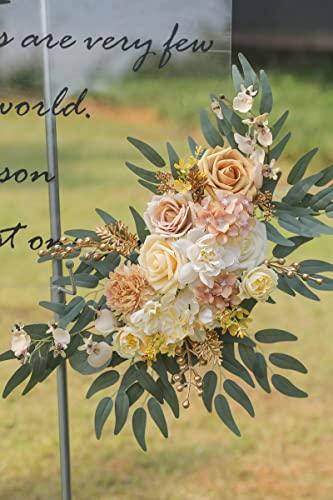 Yyhuawu Artificial Wedding Arch Flower Swag Set Of 2 For Diy Champagne Pink Rose Flower Arch Decor And Welcome Sign Arrangements Party Floral Backdrop Decoration #TOP5