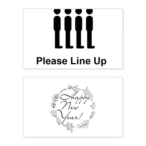 Tarjeta de Año Nuevo con diseño minimalista «Please Line Up, Black Symbol»