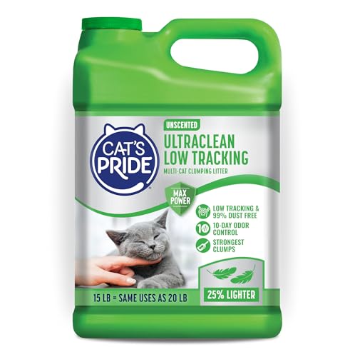 Cat's Pride Max Power: UltraClean Low Tracking Multi-Cat Clumping Litter - Keeps Paws & Home Clean - Up to 10 Days of Powerful Odor Control - 99% Dust Free - Unscented, 15 Pounds