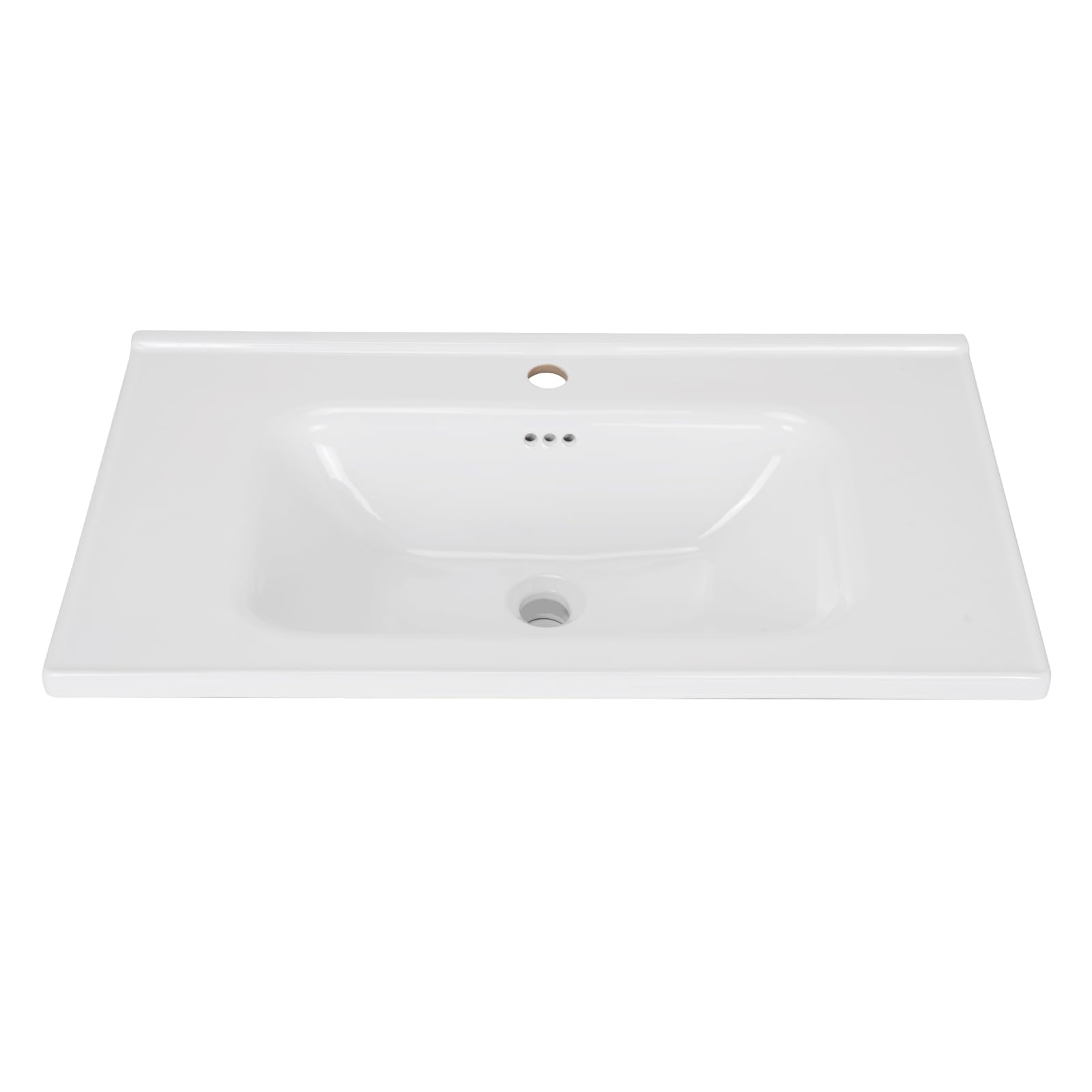 Lavabo empotrable de cerámica de 80 cm con orificio para grifo, rebosadero, uso para baño