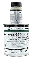 Kömmerling Körapur Reaktionsklebstoff 666/90 (860 Gramm) und Köracur TH650 (140 Gramm) Komplett Set - Polyurethan, Paste, Transparent, Wasserfest, Industrieller Reaktionsklebstoff, Klebstoff – Ansicht 2