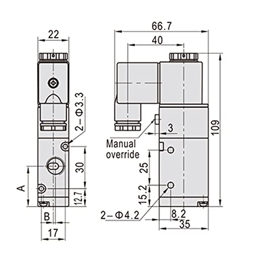 Électrovanne pneumatique 3V210-08 3 voies 2 positions NC DC12V avec raccords de 12mm - 7