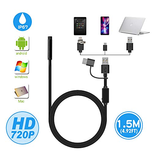 Endoscope, Ihong Android OTG 1.5M Waterproof Snake HD Video Borescope Soft Wire