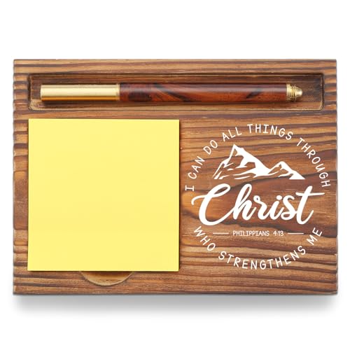 Christian Desk Organizer, Bible Verse Sticky Note Holder, Philippians 4:13 I Can Do All Things Through Christ, Religious Gifts for Christians, Pastors, Church Leaders, Believers TZP101