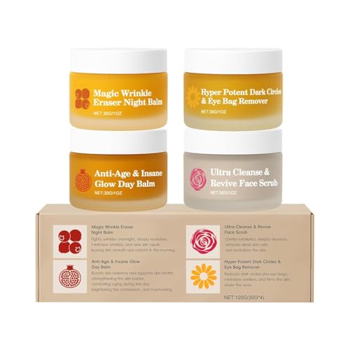 Mature Skin Care Set, 4 in 1 Skincare Organic Face Cream with Pomegranate, Arctic Rosehip & Arnica, Deeply Hydrates, Reduce Lines & Wrinkles