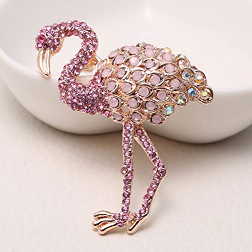 Image of 3pcs Crystal Flamingo Brooch Fashion Alloy Flamingo Brooch Women Girls Clothes Clip Accessory (Pink) for Summer Party