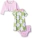 Gerber Baby Three-Piece Cardigan, Dress and Diaper Cover Set, Flowers, 3-6 Months