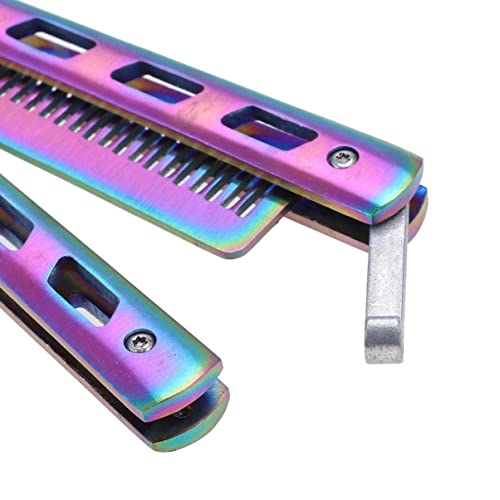 2 Pieces Butterfly Combs Stainless Steel Folding Training Practice Combs Hair Styling Tools For Sport Outdoor Use (Colorful) #TOP3