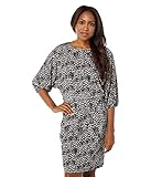 London Times Tonal Spot Dolman Sleeve Blouson Dress Black/Grey XL