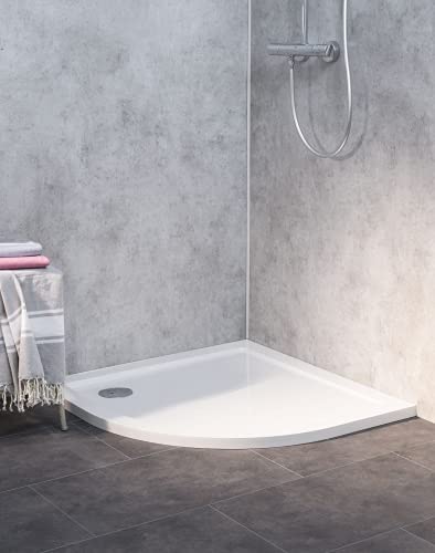 Combia Duschwanne Viertelkreis Anti-Rutsch flach auch bodengleich Mineral-Colorat weiß 100x100cm H=3,5cm