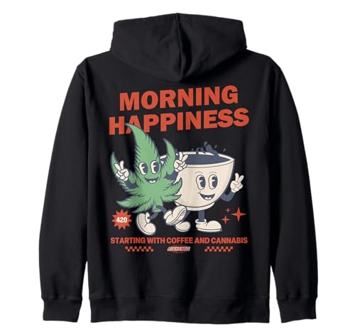 COFFEE & CANNABIS Marijuana Weed THC 420 Pothead Wake & Bake Zip Hoodie