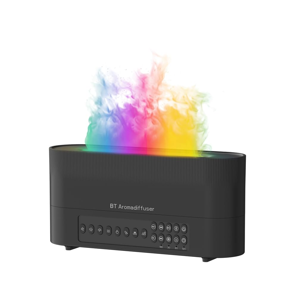 UDSKNV[KSL Aroma Diffuser with White Noise Speaker Essential Oil Diffuser Flickering Flame 260mL Bluetooth Speaker Humidifier
