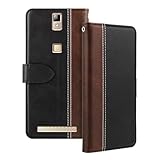 Shantime Leder Flip Hülle Kompatibel mit Elephone P8000 Hülle Mit Kartenhalter RFID-blockierend Magnetischer Ständer Schlanke Passform Geschäftsschutzhülle(Schwarz)