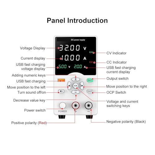 Alimentation CC réglable linéaire GA1602B avec affichage de charge rapide USB
