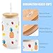 Joyclub 12 Pack Sublimation Blanks Bulk Frosted Glass Cups with Lids and Straws 16oz, Sublimation Glass Tumbler Blanks Beer Can Shaped Mugs for Iced Coffee Smoothie Soda Boba Tea Cocktail DIY Gift