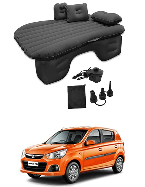AYW Black Car Bed Mattress for Rest,Travel, Car Back Seat Air Inflation Bed Universal Air Couch with Two Air Pillows, Car Air Pump and 1 Repair Kit for Alto K10 Universal for All Models
