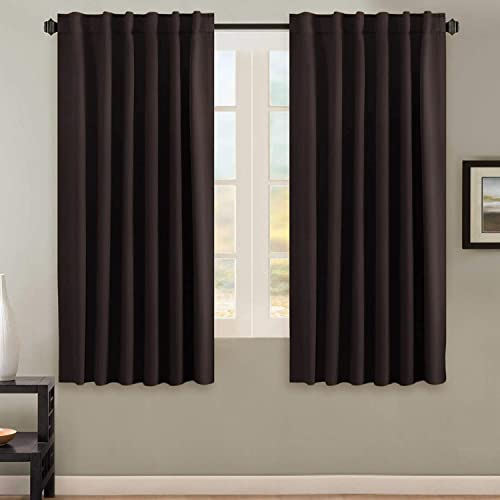 Image of H.VERSAILTEX Blackout Curtains Thermal Insulated Window Treatment Panels Room Darkening Blackout Drapes for Living Room Back Tab /Rod Pocket Bedroom Draperies, 52 x 63 Inch, Chocolate Brown, 2 Panels