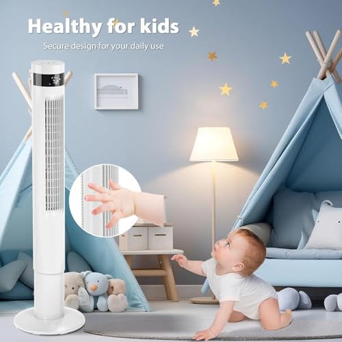Image of Antarctic Star 41inch Portable Tower Fan Electric Oscillating Fan Quiet Remote Control Bladeless Floor Fan 3 Wind Mode 12H Timer Bedroom Office White