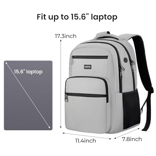 Image of YAMTION Laptop Backpack for Men, Black Backpack, School Backpack for Boys and Girls, Bookbag, Work BackpackFits 15.6 Inch Laptop and Notebook (Grey, 15.6 inch)
