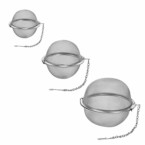 DUUFUN 3 Stück Teesieb,Tea Kugeln aus Edelstahl,304 Filt Kugel Gewürzsieb Gewurzkugel Dauerfilt Siebeinsatz,Silber Cover