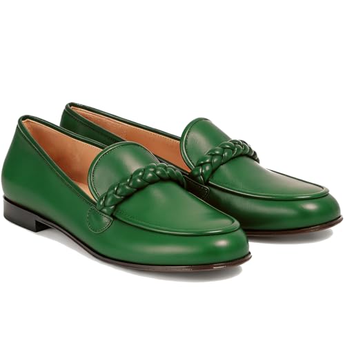 Image of MOOMMO Women Comfortable Suede Loafer Flats Round Closed Toe Slip On Penny Loafers Knitted Strap Oxford Loafer Shoes for Office Ladies Work Daily Casual Club Driver Flats Spring Elegant 4-11 M US