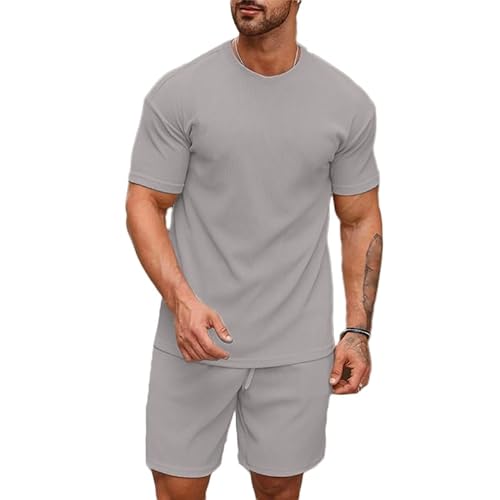 SHIENZY Men’s Casual Solid Printed Night Suit Co-Ord Set || T-Shirt and Shorts Nightwear Set || Sleepwear/Loungewear for Regular Wear (1163SHZ_Gry_3XL) Grey