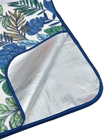 Sleepdown Tropical Fleece Picnic Blanket Outdoor Soft Portable Foldable Picnic Mat Beach Park Camping Hiking Garden with Handle - 135cm x 150cm - Multi