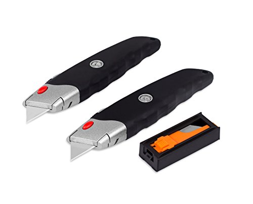 Internet's Best Premium Utility Knife - Set of 2 - Retractable Razor Knife Set - Box Cutter - Image 3