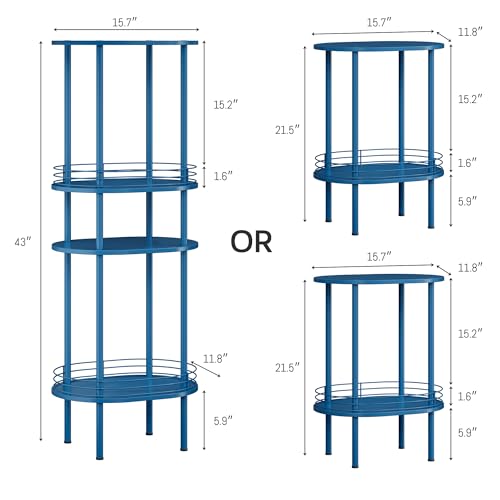 DGSANDGO Blue Oval Side Table,Side Tables Living Room,2-Tier Nightstand,Samll End Table for Small Space,Living Room,Bedroom, Nursery, (1PC,Blue) by DGSANDGO - Image 2