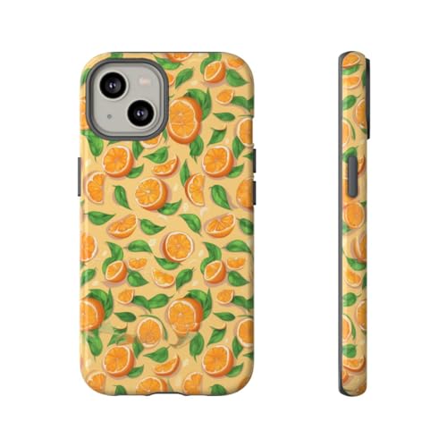 Coque iPhone 14 motif fruits oranges en finition rigide brillante